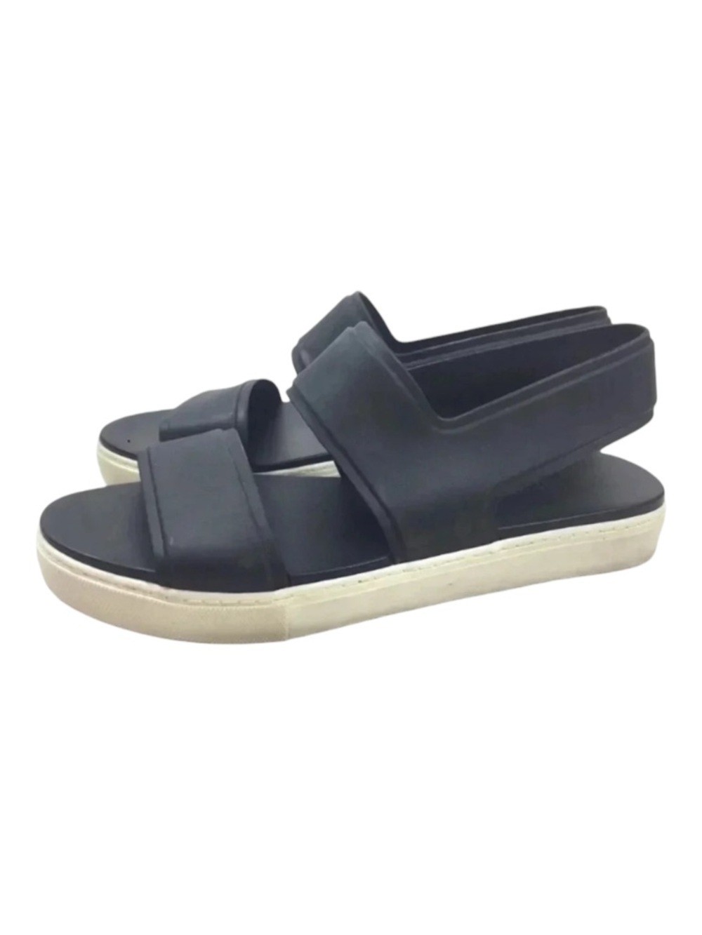 Vince Womens Rubber Black White Slingback Strappy Sandals Jelly